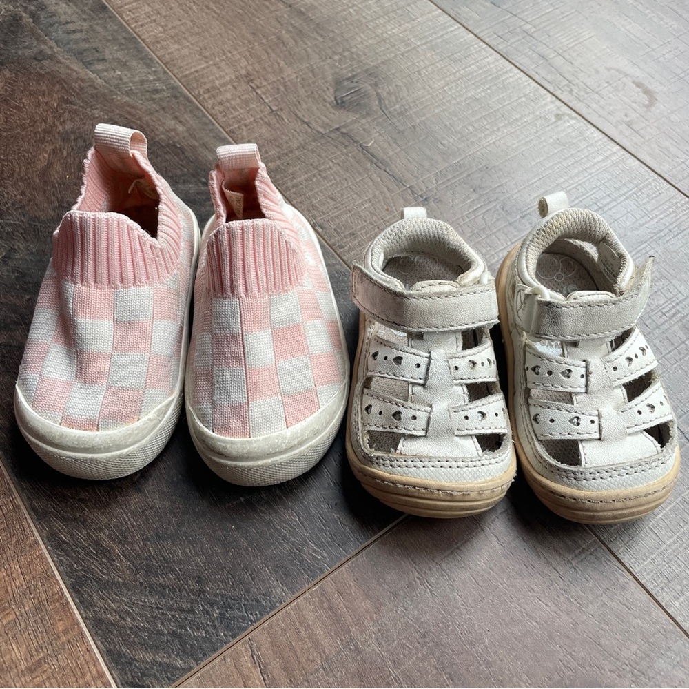 Pink and White Checkered Kids Slip-On Shoes